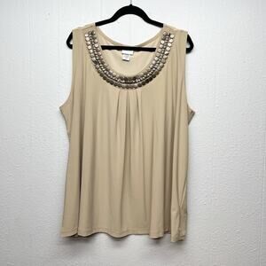 Jaclyn Smith Studded Top Womens 3X Relaxed Pleated Career Workwear Party Event